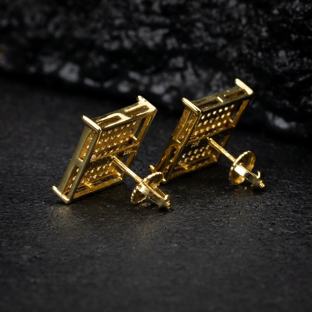 Men's Large Two Tone Yellow Gold Plated 925 Sterling Silver
