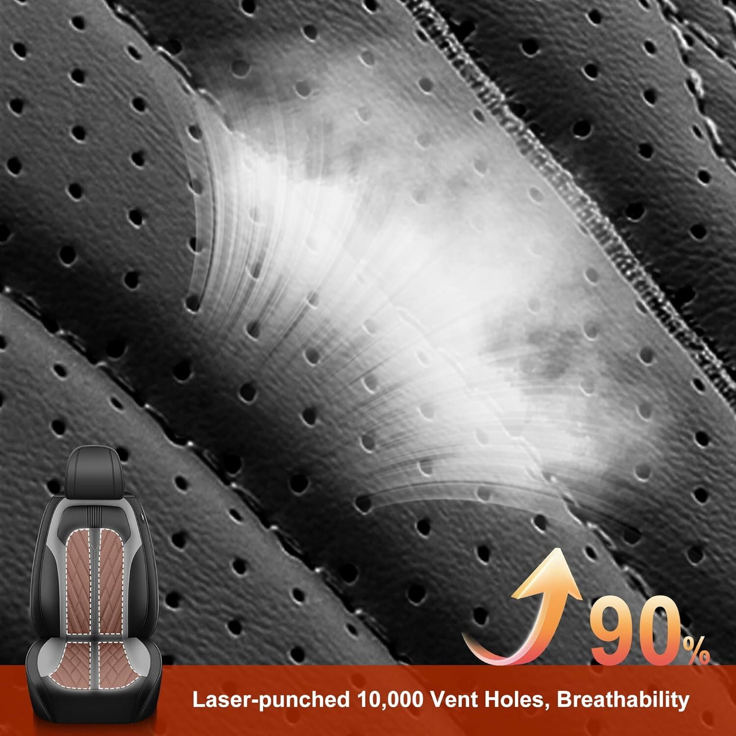 LAONNVIR Honda Crv Seat Covers Fit for Honda CR-V 2007-2024 2025 Leather Car Seat Cover Full Set for SUV,Waterproof Car Seat Cushion,Faux Leather,Black&Grey 5 Seats