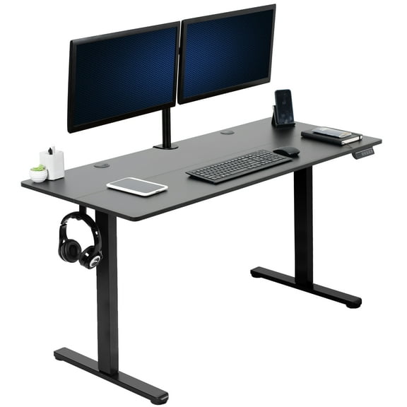 VIVO Black 55" x 24" Electric Sit Stand Desk, Height Adjustable Workstation