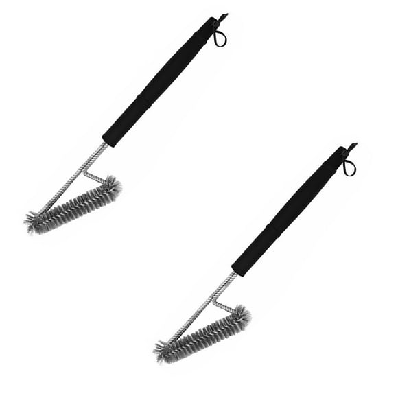 2Pcs Black Rock Grill Heavy Duty Bbq Grill Brush & Scraper – 18” Stainless Steel Grill Cleaner For Infrared And Steak Stone Hot Rocks – Marinating Oil Bru Cleaning Brush Home Decor