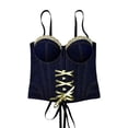 thumbnail image 5 of Nfurl Womens Denim Corsets Elegant Tie Back Adjustable Strap Bustier Tops Trendy Going Out Jean Corset Tops for Women Night Out Party Club Wear Blue,36B/80, 5 of 8