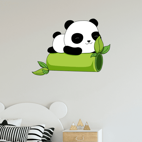 DS Inspirational Decals Baby Panda Bear Sleeping On The Bamboo Tree Vinyl Wall Decal | 15" x 20" Removable Kids Bedroom Nursery Art Young Cub Decor Design Home Adhesive Living Room Sticker Decoration