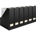 thumbnail image 1 of Keep your Space Organized - Set of 6 Black Foldable Magazine File Boxes with Gold Label Holders - Perfect Magazine Holder, Vertical File Folder Organizer, and Book and Binder Storage by Blu Monaco, 1 of 7