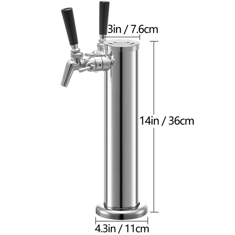 Draft Beer Tower - Black Iron - Single Tap - Standard Stainless Steel Faucet