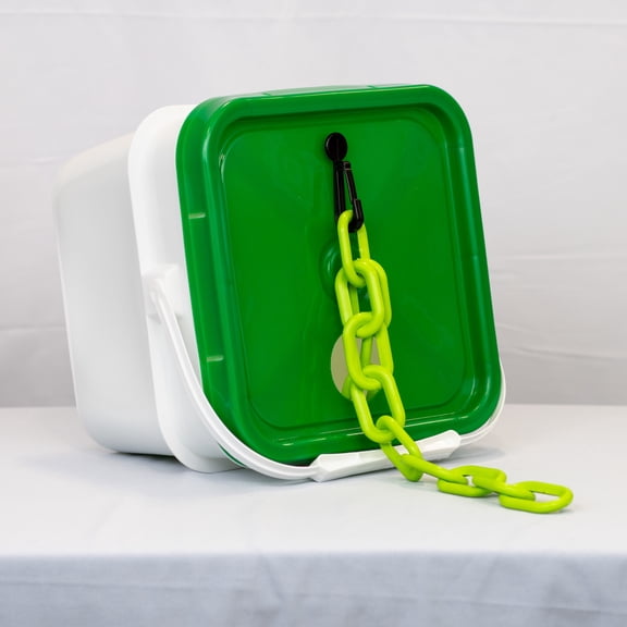 2" x 65' Safety Green Heavy Duty Plastic Safety Chain - Pail