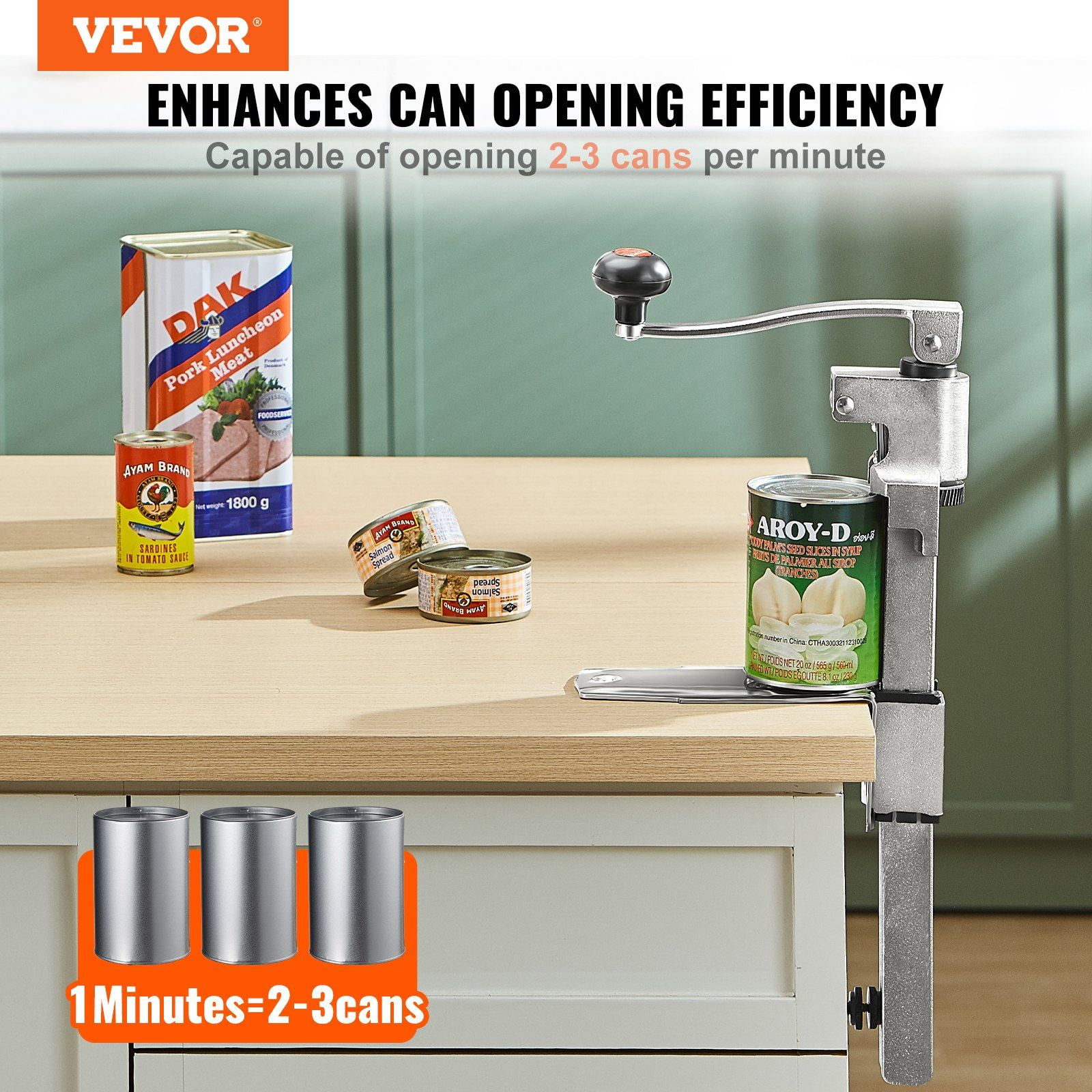 Heavy Duty Commercial Manual Can Opener with Adjustable Base - Industrial Jar & Can Opener for Large Cans Up to 11.8 Inches - Ideal for Restaurant, Hotel, Bar, Home Use