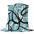 thumbnail image 6 of Aqua Geometric Blanket Soft Cozy Warm Throw Blanket for Couch, Plush Fuzzy Flannel Fleece Blankets for Sofa, Modern Black White Striped Abstract Lines Bed Blankets Lightweight Gifts for Men, 40"x50", 6 of 9