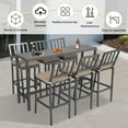 thumbnail image 3 of Outdoor Patio Bar Set, Bar Height Patio Dining Set, Weather-Resistant Bistro Counter Pub Set with Cushions & Slatted Tabletop for Backyard (Grey, 63" Table, 6 Vertical Back stools), 3 of 7