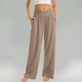 thumbnail image 1 of MKLEKYY Pantalones deportivos para mujer Pantalones de yoga holgados informales con bolsillos y cintura sólida para mujer, 1 of 3