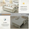 thumbnail image 5 of Dinosisco 3 in 1 Convertible Pull Out Sofa Bed, 55.5" Velvet Sleeper Loveseat, Indoor, Beige, 5 of 8