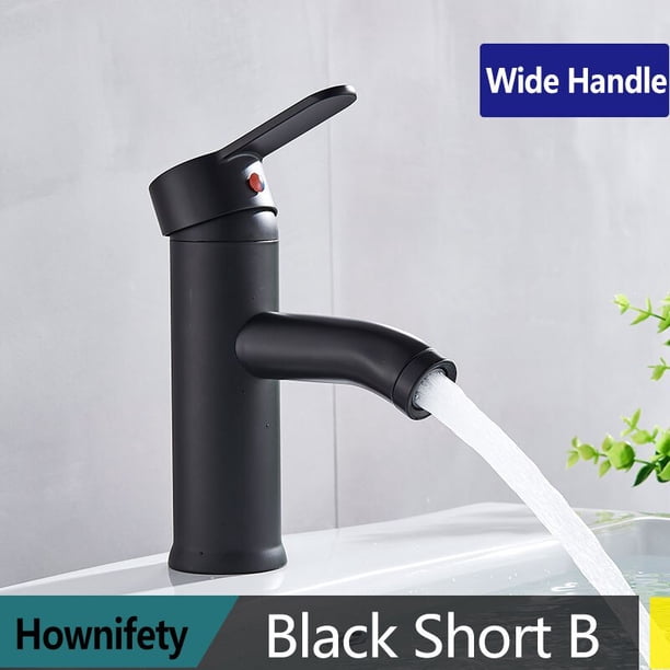 Grifo de baño negro Hownifety, grifo mezclador de agua fría y caliente, grifos de lavabo de pintura de acero inoxidable, grifo de un solo orificio Tan Jianjun unisex