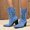 Blue, variant on Women's Embroidered Denim Pull On Block Heel Boots Pointed Toe Non Slip Vintage Mid Calf Boots For Party Cocktail Parties