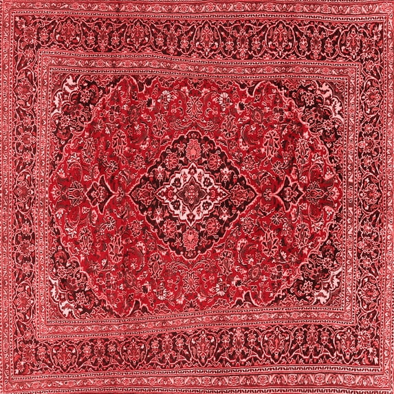 Ahgly Company Indoor Square Medallion Red Traditional Area Rugs, 3' Square