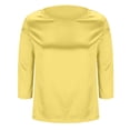 thumbnail image 5 of Iyufng Satin Blouses for Women Round Neck 3/4 Sleeve Solid Color Casual Top, 5 of 9