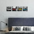 thumbnail image 4 of Car Wall Art 4PC Sports Car Canvas Wall Art Framed Colorful Supercar Painting Picture Racing Car Garage Wall Decor Black and White Themed Modern Canvas Prints for Boys Room Men Bedroom Office, 4 of 5