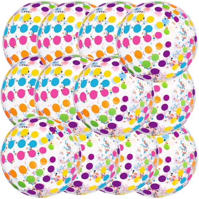Pelotas de playa inflables con lunares QOUBAI, paquete de 12 unidades, 41 cm, PVC
