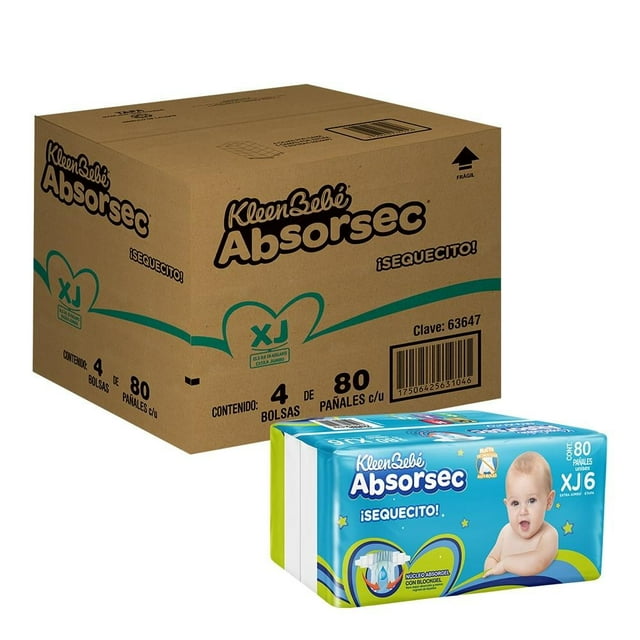 Pañales Kleenbebé Absorsec Etapa 6 Unisex 320 piezas