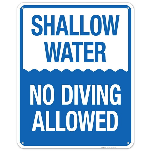 Shallow Water No Diving Allowed Sign, Pool Sign,