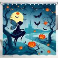 thumbnail image 1 of Whimsical Halloween Shower Curtain with Gothic Castle & Lanterns Enchanting Bathroom Decor, 1 of 5