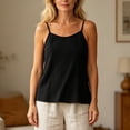 thumbnail image 6 of Sheghy Cotton Tank Top Women 100%Cotton Linen Blend Crew Neck Cami, Solid Split Hem Sleeveless Casual Tank Black M, 6 of 8
