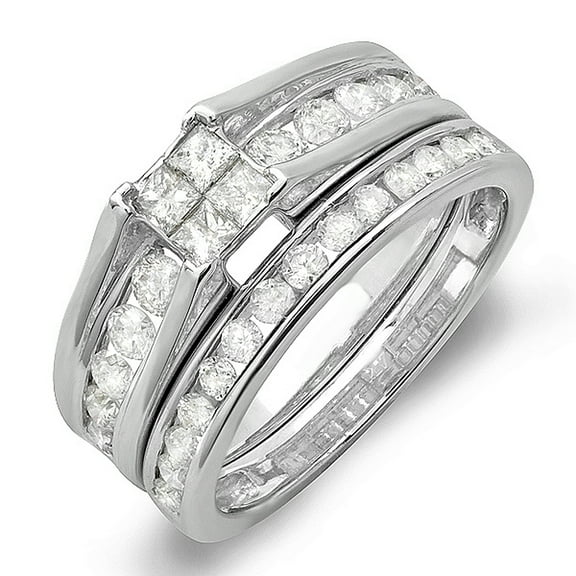 Dazzlingrock Collection 0.47Ctw Diamond Invisible Engagement Bridal Set, White Gold, Size 7