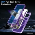 thumbnail image 4 of Magnetic Ring Stand for iPhone 15 Plus 2 In 1 Case, 360° Full Body Protection Built-in Screen Protector Hard Matte Clear Back Shockproof Bumper Cover for iPhone 15 Plus - Purple, 4 of 5
