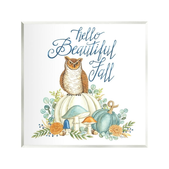 Stupell Industries Beautiful Fall with Owl Holiday Painting Unframed Art Print Wall Art, 12 x 12