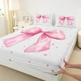 thumbnail image 4 of Feelyou Pink Watercolor Bowknot Twin Sheet Sets for Kids, Cartoon Stars Print Twin Fitted Sheet, Fairy Tale Princess Flat Sheet, Microfiber Bedroom Decor, 3pcs, 4 of 8