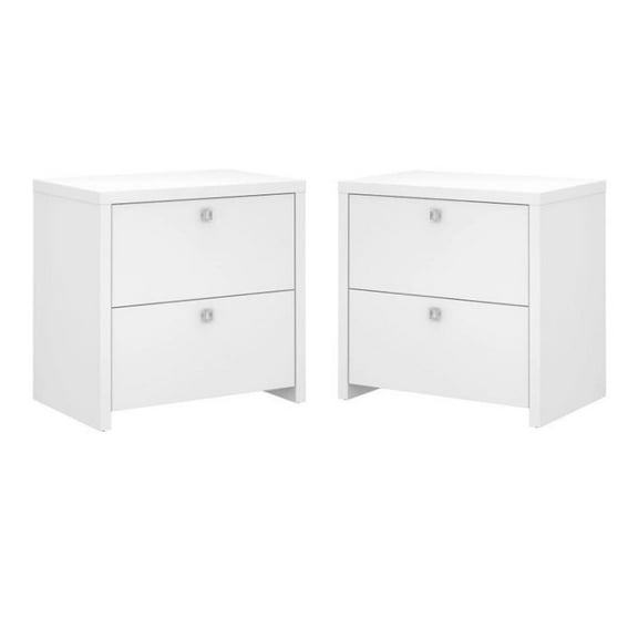 Home Square 2 Drawer Lateral Filing Cabinet Set in Pure White (Set of 2)