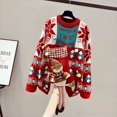 thumbnail image 3 of Suéter del día de Navidad para mujer, jersey largo y grueso de otoño e invierno, nuevo estilo novedoso, suéteres informales de moda para celebridades, regalos 2024, 3 of 4