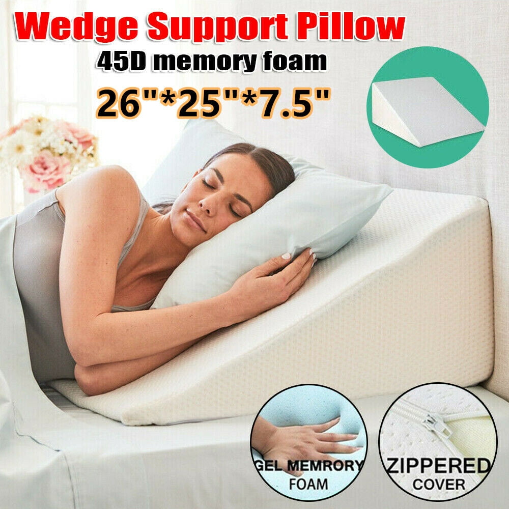 Memory Foam Bed Wedge Pillow Leg Elevation Back Lumbar Support Cushion w/ Zipper 