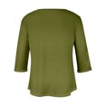 thumbnail image 5 of Ltctricy Plus Size Tops for Women 3/4 Length Sleeve V Neck Curved Hem Casual Loose T Shirts Tunic Tee Blouses(Army Green,3X-Large), 5 of 5