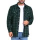 thumbnail image 4 of Camisas de manga larga ajustadas de botones con bolsillo para hombres INSPIRE CHIC en colores contrastantes, negro y verde a cuadros, 4 of 7