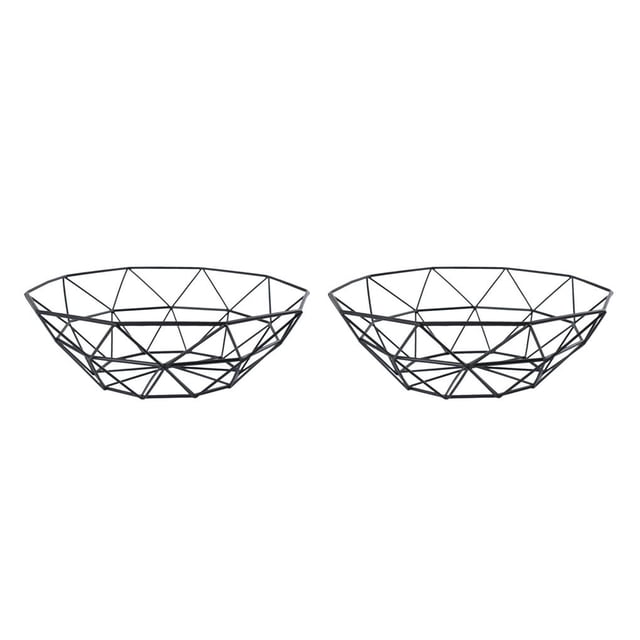 Cesta de fruta Matsuzay tejida de malla de hierro encimera cocina frutero soporte decorativo vegetal dorado Negro 2Conjunto
