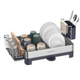 thumbnail image 1 of SONGMICS Dish Drying Rack, 1-Tier Dish Rack for Kitchen Counter with Rotatable and Extendable Drain Spout, Dish Drainer with Utensil, Cup, Glass, Cutting Board Holders, Silver and Gray, 1 of 6