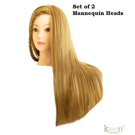 Set Of 2 Celine Cosmetology Mannequin Head 20 Long 100 Synthetic Set Of 2 Celine Cosmetology Mannequin Head 20 Long 100 Synthetic Hair Golden