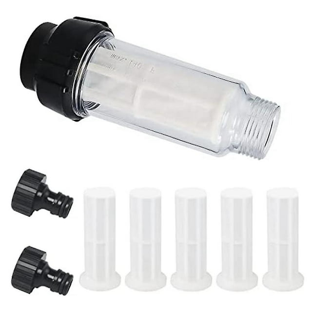Vattenfilter trädgårdsslang, 3/4 tum vattenförfilter Set med 5 filterinsatser + 2 Quic{F2}