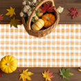thumbnail image 3 of Fall Table Runner Thanksgiving Maple Leaves Raccoon Table Runners Orange PlaidI T's Fall Y'all Cotton Linen Dresser Scarf Kitchen Dining Table Decor for Fall Holiday Party Decor 13x90 Inch, 3 of 9