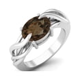 thumbnail image 2 of 925 Sterling Silver 9X7MM Oval Shape Smoky Quartz Solitaire Women Valentines Day Gifts Ring, 2 of 4