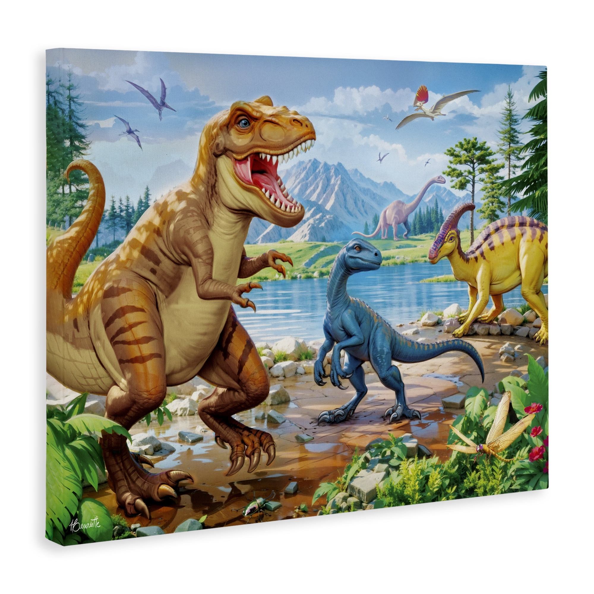 Stupell Industries Lush Jurassic Lakeside Canvas Wall Art, design by Henriette Chinaglia