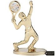 Matashi 24K Gold Plated Tennis Player Figurine Embellished with Matashi Crystals, Gift for Sports Fan, Desk Accessories, Trophy, Boss Gift, Office Décor