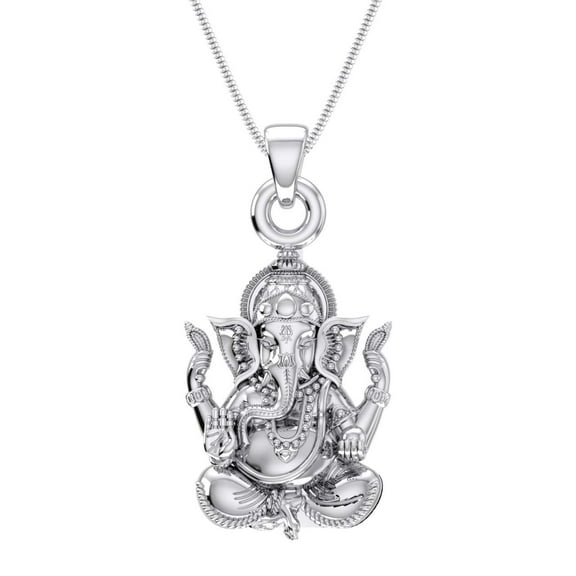 Sterling Silver (92.5% purity) God Ganesh Pendant for Men & Women Pure Silver Lord Ganapathy Locket for Good Health & Wealth INCLUDING Silver Chain
