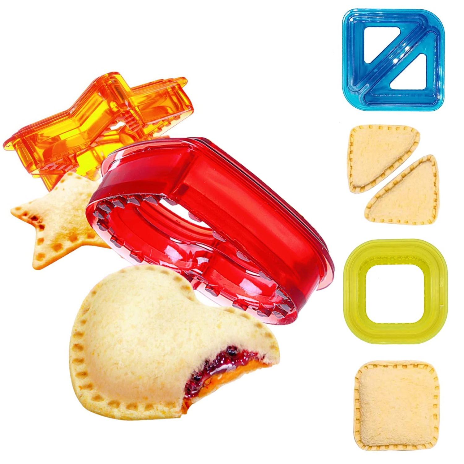 HomChum Sandwich Cutter and Sealer Set of 4, Peanut Butter and Jelly Crustless Sandwich Bread