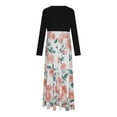 thumbnail image 6 of Women‘s Floral Maxi Dress Long Sleeve Patchwork High Waist A Line Dresses Casual Fall Boho Dress with Pockets, 6 of 6