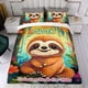thumbnail image 4 of Perezoso Conjunto de sábanas temático, trío de piezas, cómodo y amigable con la piel, diseño único, regalo de decoración para el hogar para familiares, amigos y fans,135cm *200cm, 4 of 6