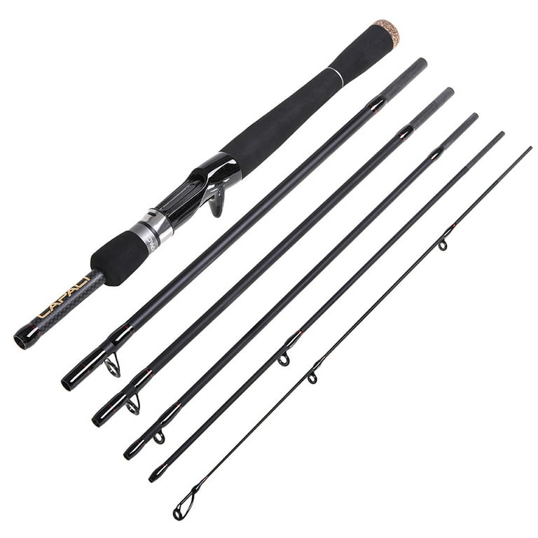 2.1m/2.4m Carbon Fiber Hand Pole Fishing Rod 6 Sections Stainless Steel Guides Eva Handle, Size: Casting Rod 2.4m, Gray