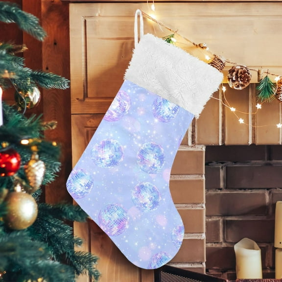 Ryvnso Christmas Stockings Sparkling Disco Balls 17.7" Large Stocking Decoration 1 Pack