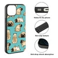 thumbnail image 2 of FINCIBO Soft Rubber Protector Cover Case for Apple iPhone 13 6.1" 2021 (NOT FIT Apple iPhone 13 mini 5.4" 2021/iPhone 13 Pro 6.1" 2021/iPhone 13 Pro Max 6.7" 2021), Pug Funny Playful Postures Teal, 2 of 5