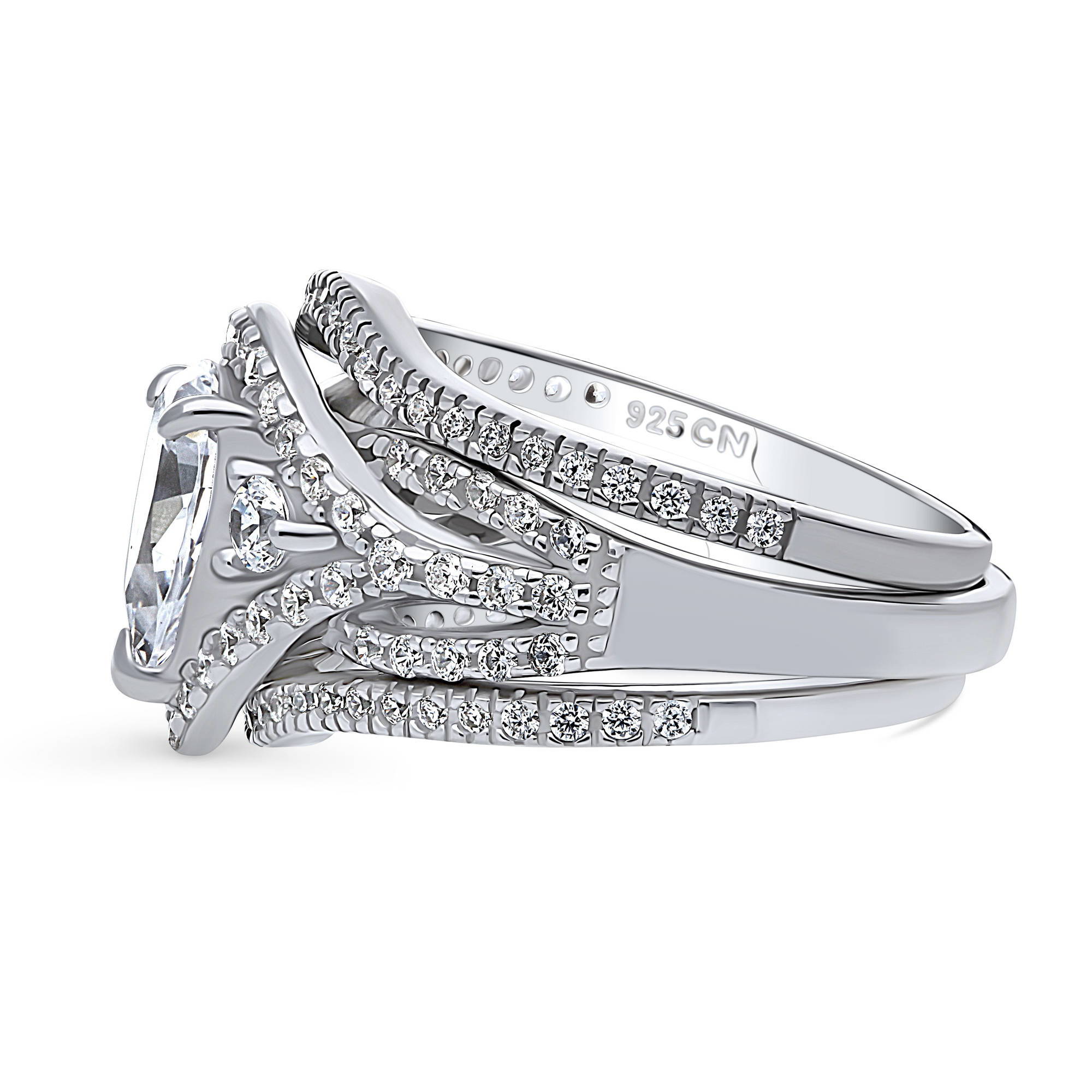 BERRICLE Sterling Silver Wishbone Wedding Engagement Rings 1.3 Carat Cubic Zirconia CZ Woven Ring Set for Women, Rhodium Plated Size 4.5