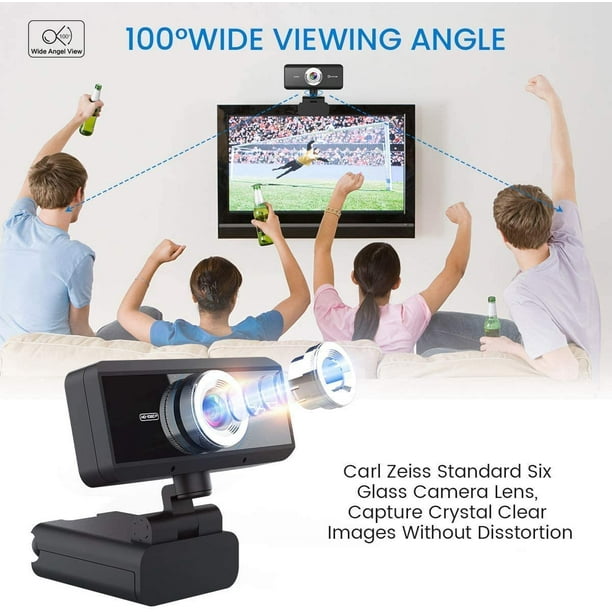 Webcam with Microphone EIVOTOR 720P HD Plug and Play Wide Angle